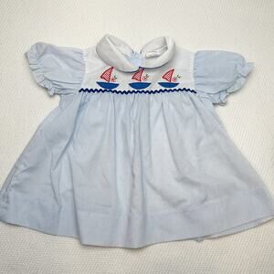 Baby Togs Vintage Pinstripe Sailboat Dress